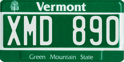 VT license plate XMD890
