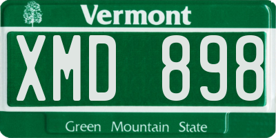 VT license plate XMD898