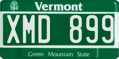 VT license plate XMD899