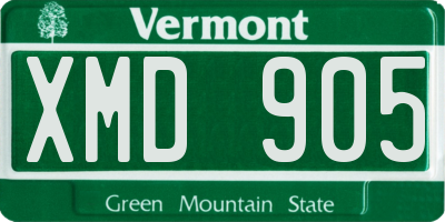 VT license plate XMD905