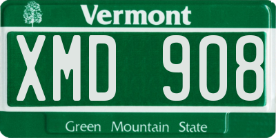 VT license plate XMD908