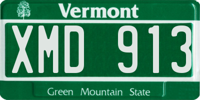 VT license plate XMD913