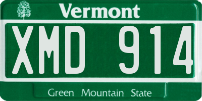 VT license plate XMD914