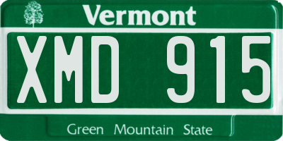 VT license plate XMD915