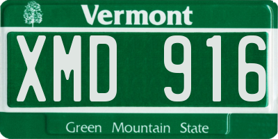 VT license plate XMD916