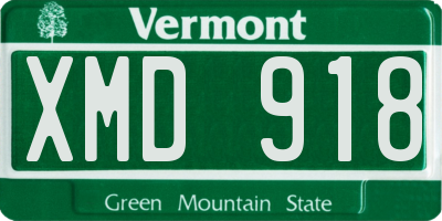 VT license plate XMD918