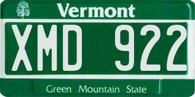 VT license plate XMD922