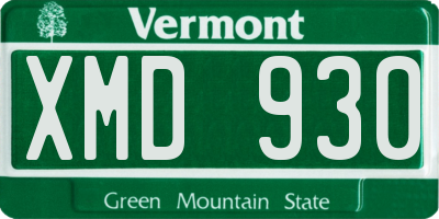 VT license plate XMD930