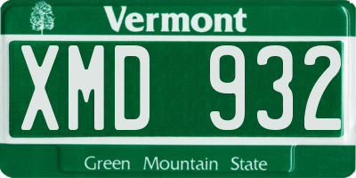 VT license plate XMD932