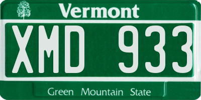 VT license plate XMD933