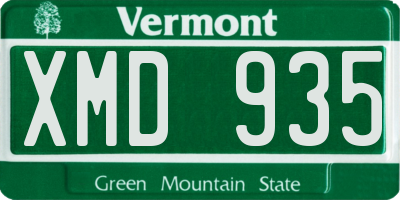 VT license plate XMD935