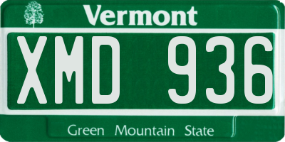 VT license plate XMD936