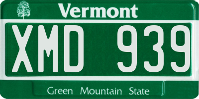 VT license plate XMD939