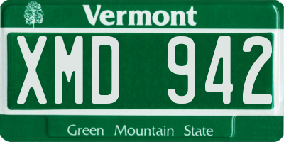 VT license plate XMD942