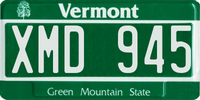 VT license plate XMD945