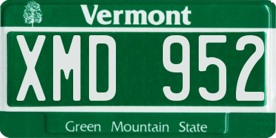 VT license plate XMD952