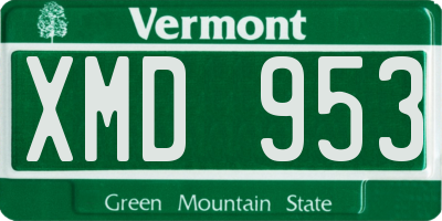 VT license plate XMD953