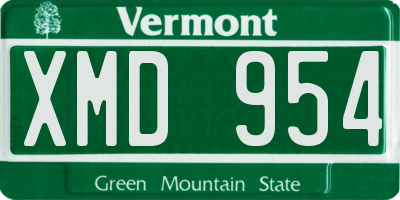 VT license plate XMD954