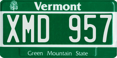 VT license plate XMD957