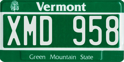 VT license plate XMD958