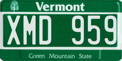 VT license plate XMD959