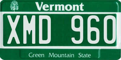 VT license plate XMD960