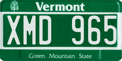 VT license plate XMD965