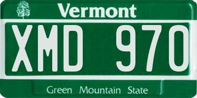 VT license plate XMD970
