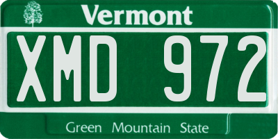 VT license plate XMD972