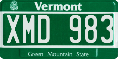 VT license plate XMD983