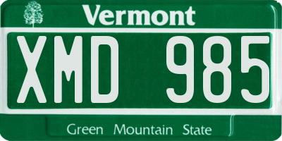 VT license plate XMD985