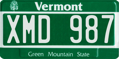 VT license plate XMD987