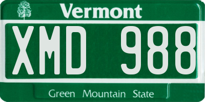 VT license plate XMD988