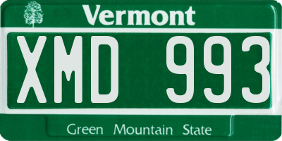 VT license plate XMD993