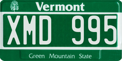 VT license plate XMD995