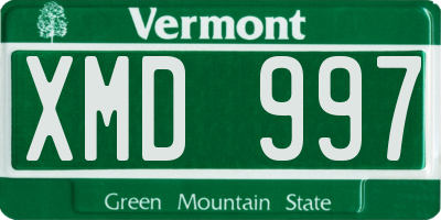 VT license plate XMD997