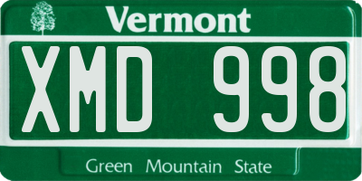 VT license plate XMD998