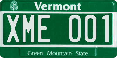 VT license plate XME001