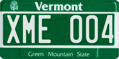VT license plate XME004