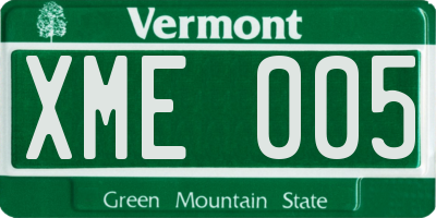 VT license plate XME005
