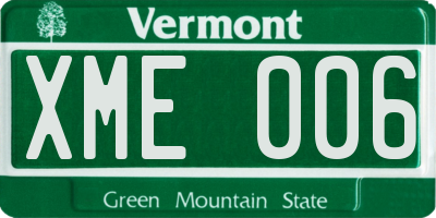 VT license plate XME006
