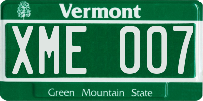 VT license plate XME007