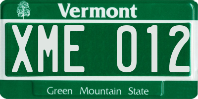 VT license plate XME012