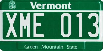 VT license plate XME013