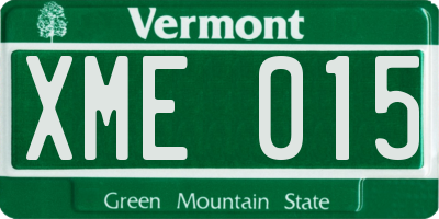 VT license plate XME015