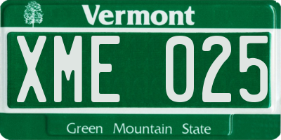 VT license plate XME025