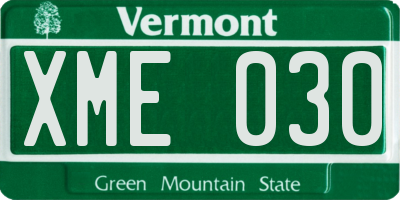 VT license plate XME030
