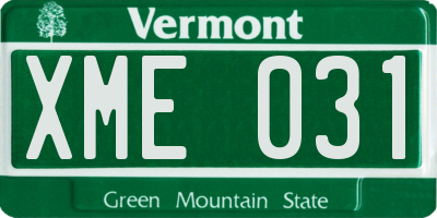 VT license plate XME031