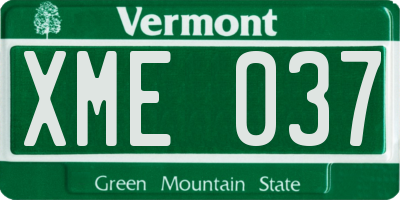 VT license plate XME037