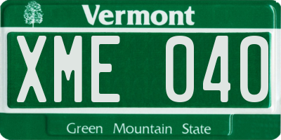 VT license plate XME040